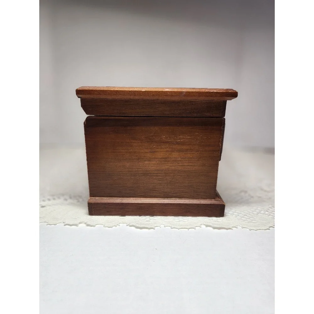 Vtg Wooden Musical Jewelry Box Organizer Storage with 2 Drawers 